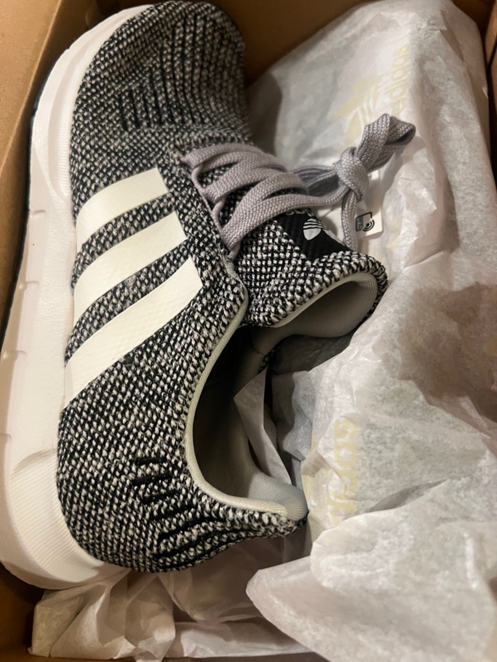 adidas Kids Black & White Knit Runner Sneakers